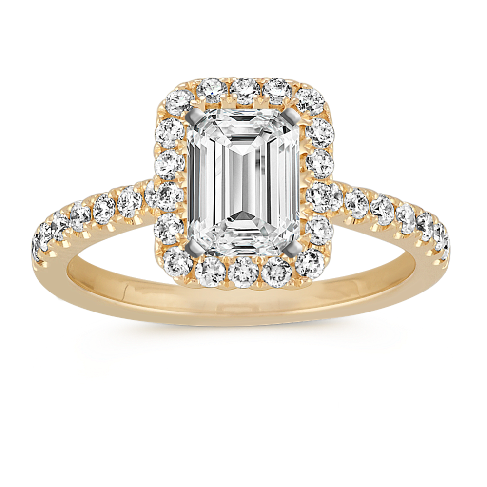 Vista Halo Engagement Ring for 0.75 ct Emerald Cut