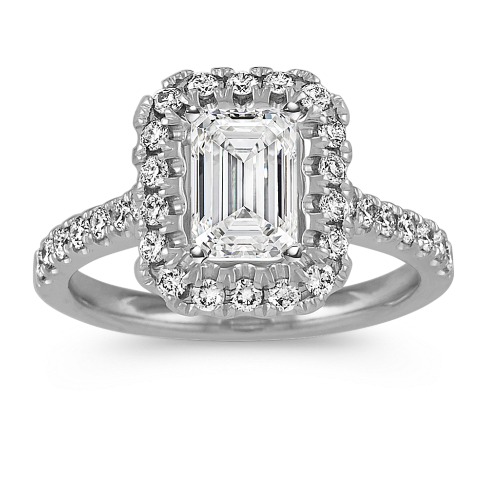 Vista Halo Engagement Ring for 1 ct Emerald Cut
