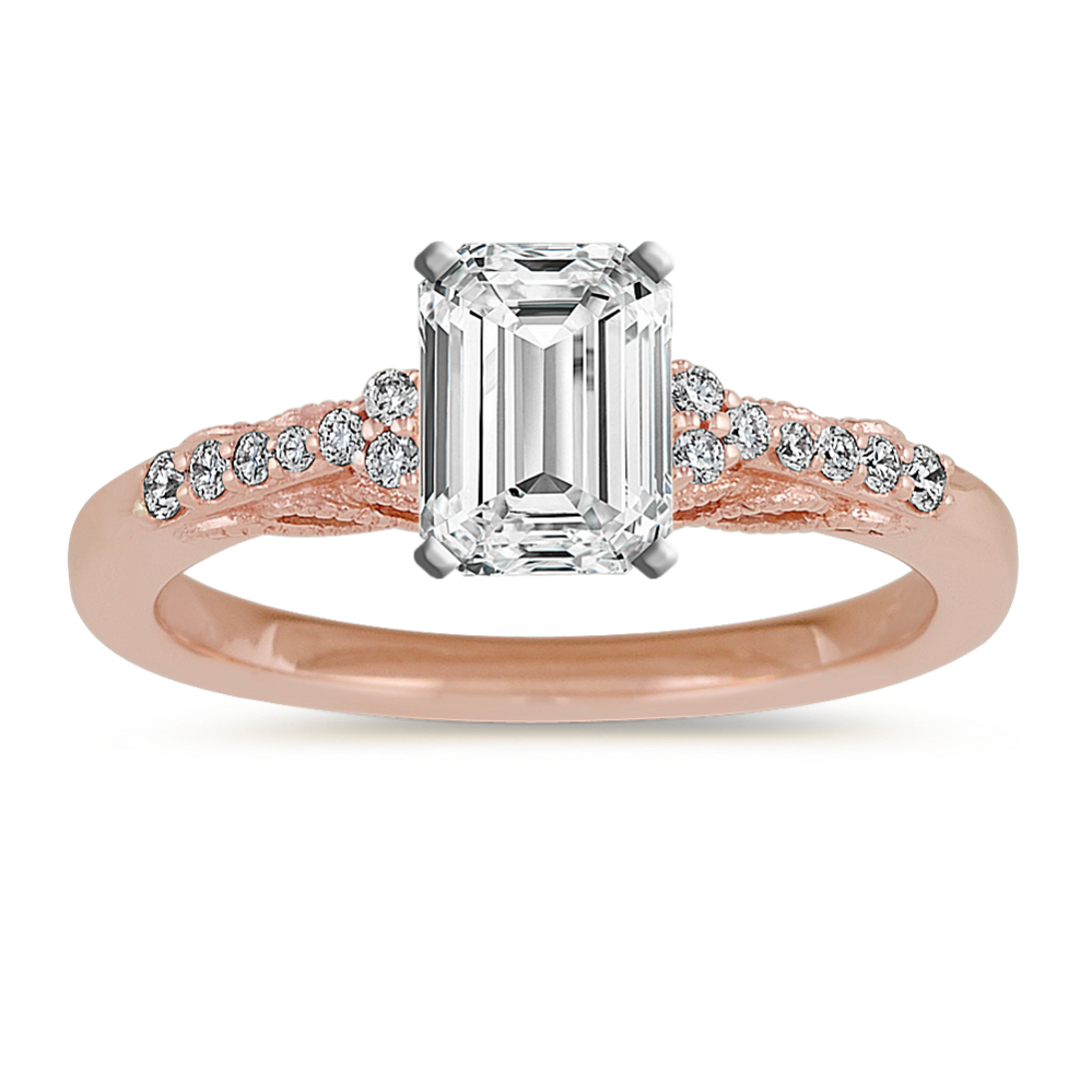 Carina Vintage Diamond Engagement Ring in 14k Rose Gold