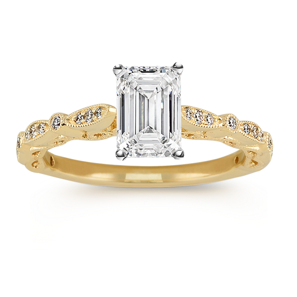 Vintage Diamond Engagement Ring 14k Yellow Gold