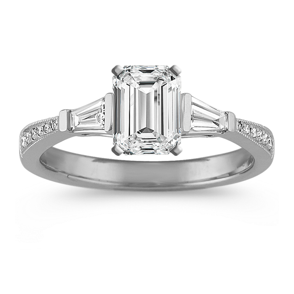 Piazza 14k White Gold Cathedral Diamond Engagement Ring