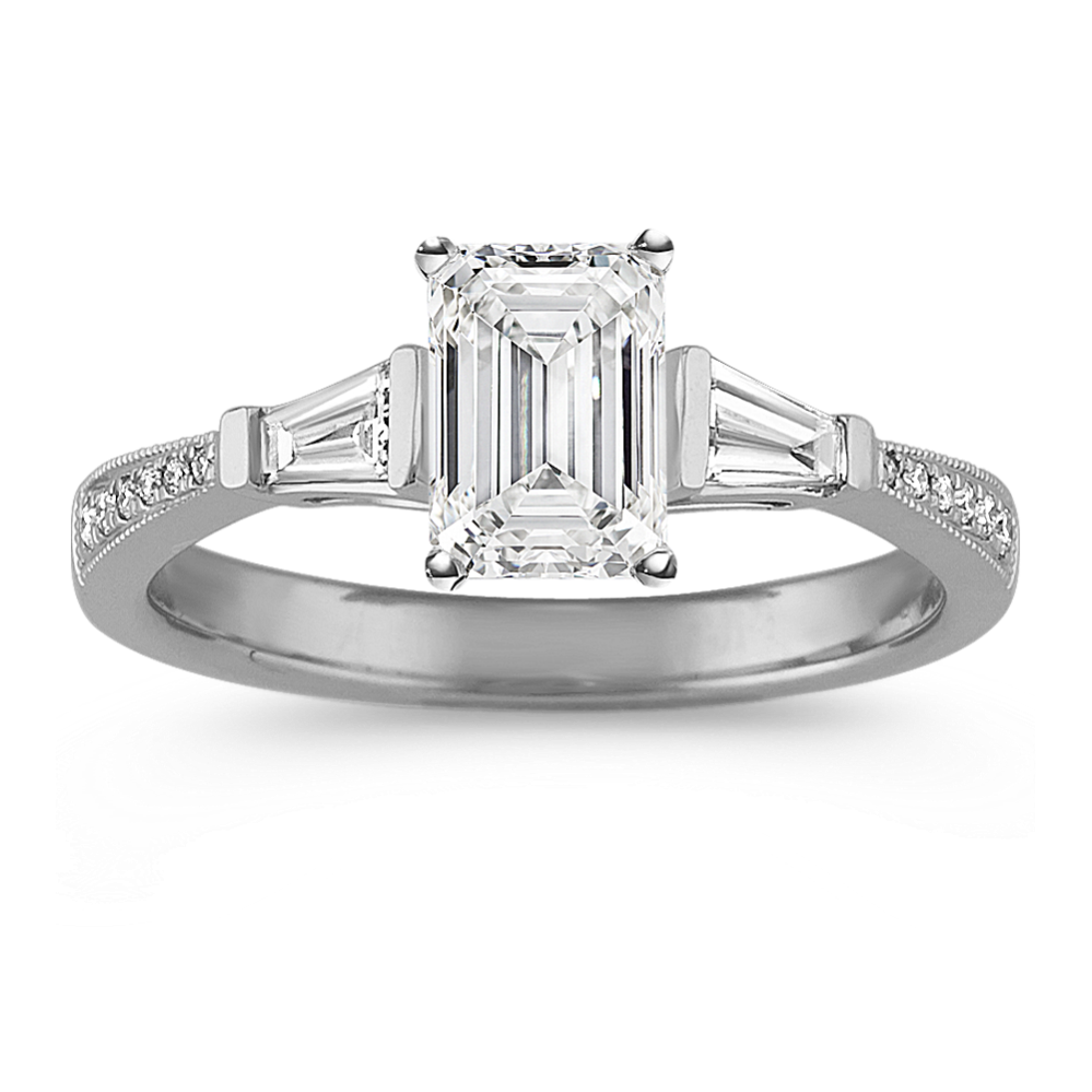 Piazza 14k White Gold Cathedral Diamond Engagement Ring