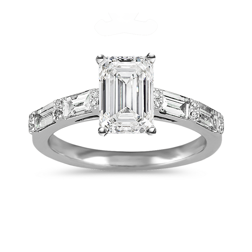 Baguette and Diamond Classic Engagement Ring