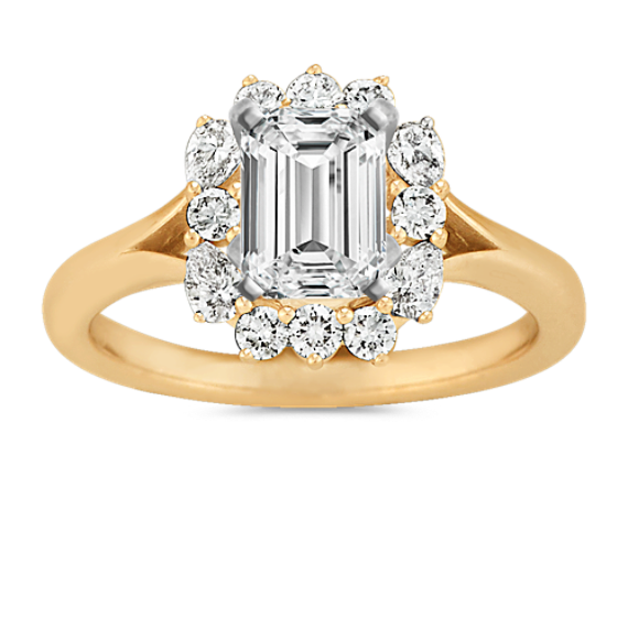 Lotus Diamond Halo Engagement Ring