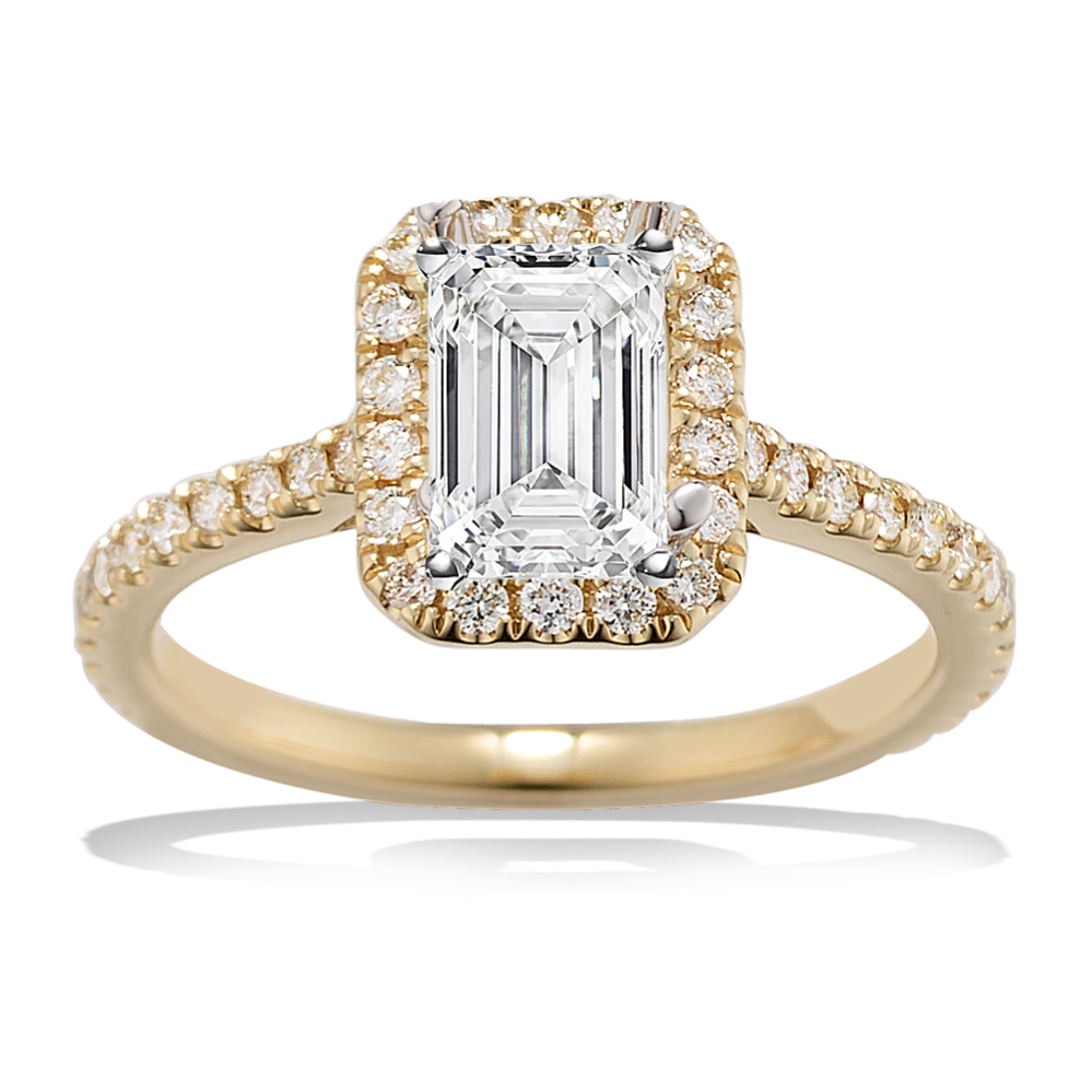 Ella Halo Engagement Ring for 1 ct Emerald Cut