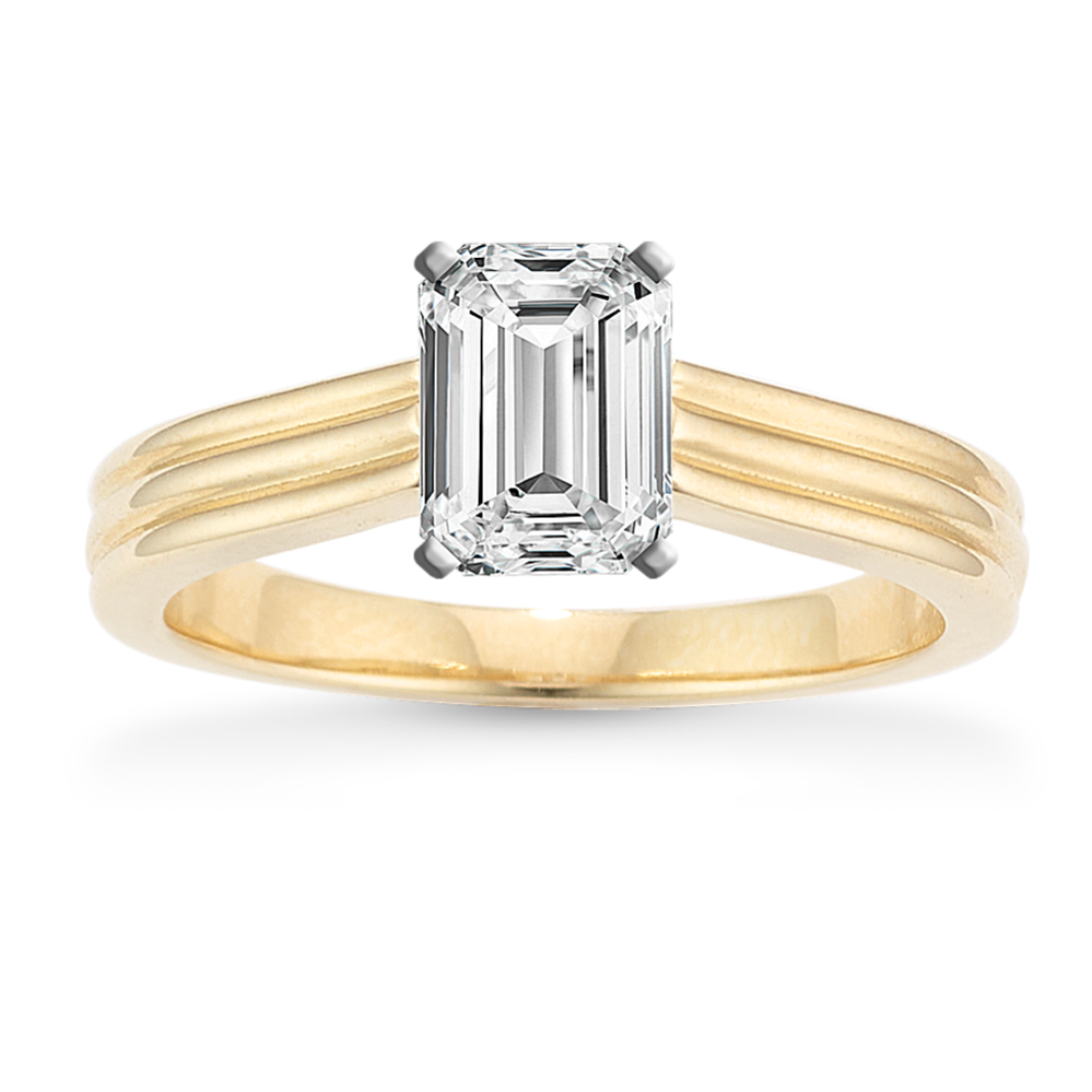 Grooved Solitaire Engagement Ring Setting Price