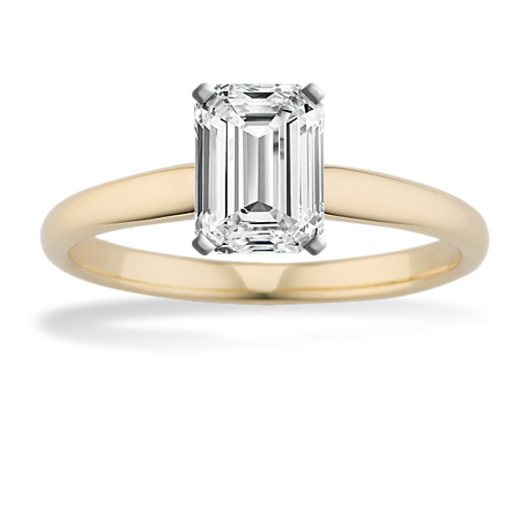 Classic Solitaire Engagement Ring with Emerald Cut Diamond