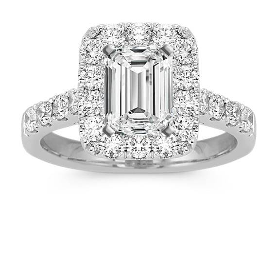 Brava Halo Engagement Ring for 1.25 ct Emerald Cut