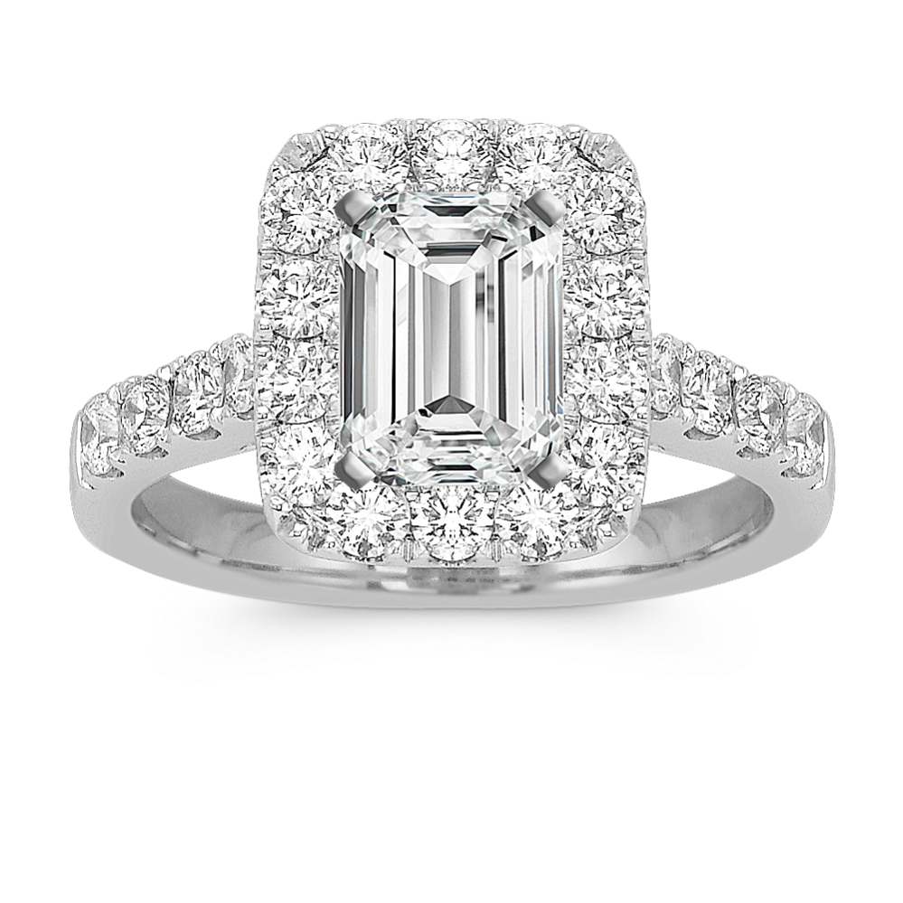 Brava Halo Engagement Ring for 1.25 ct Emerald Cut