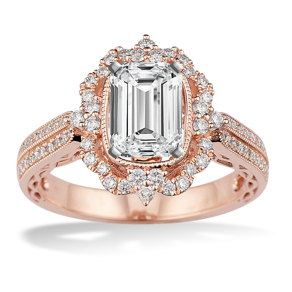 Art Nouveau Halo Engagement Ring | Shane Co.