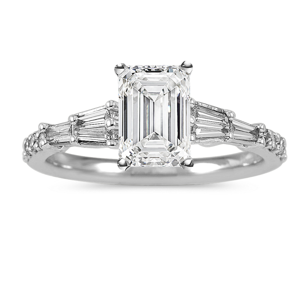 Aura Classic Baguette and Round Diamond Engagement Ring