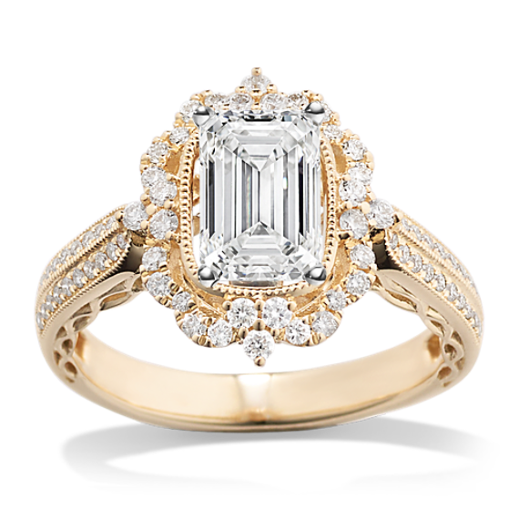 Art Nouveau Halo Engagement Ring