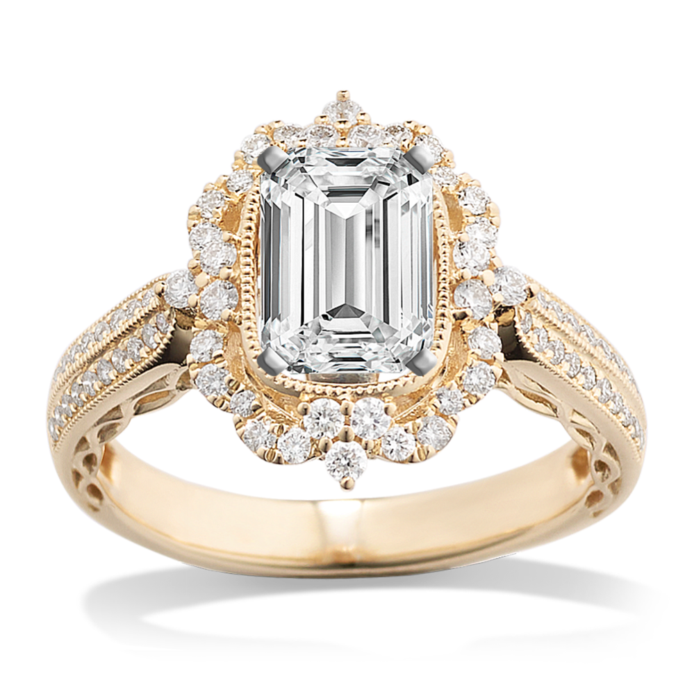 Art Nouveau Halo Engagement Ring Shane Co