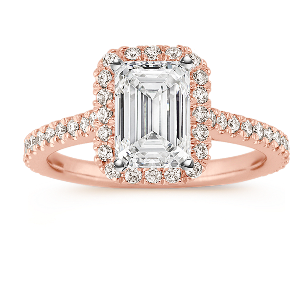 Ella Halo Engagement Ring for 1.50 ct Emerald Cut