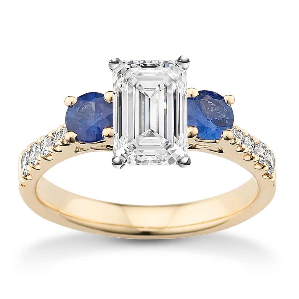 Uma Sapphire & Diamond Three-Stone Engagement Ring