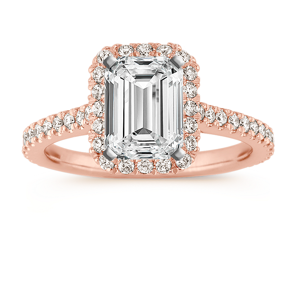 Ella Halo Engagement Ring for 1.75 ct Emerald Cut