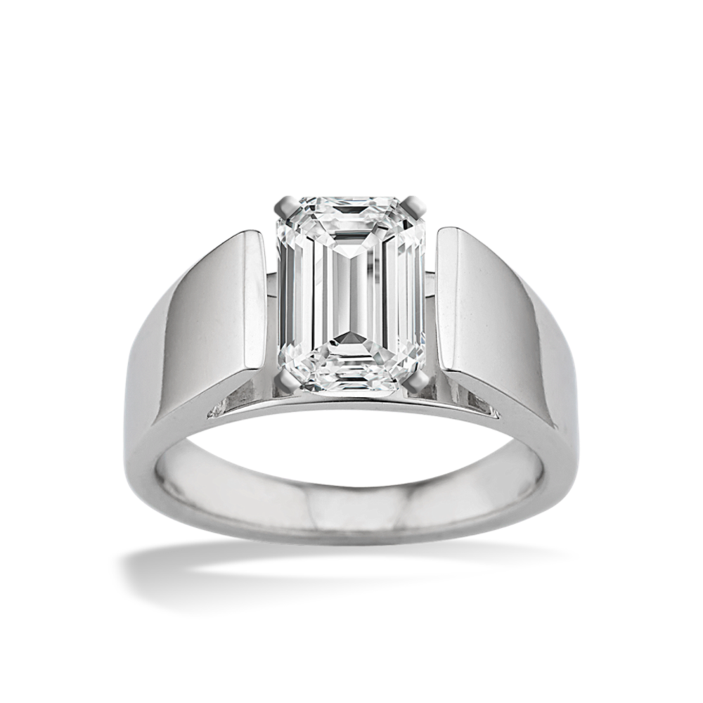 14k White Gold Wide Cathedral Engagement Ring