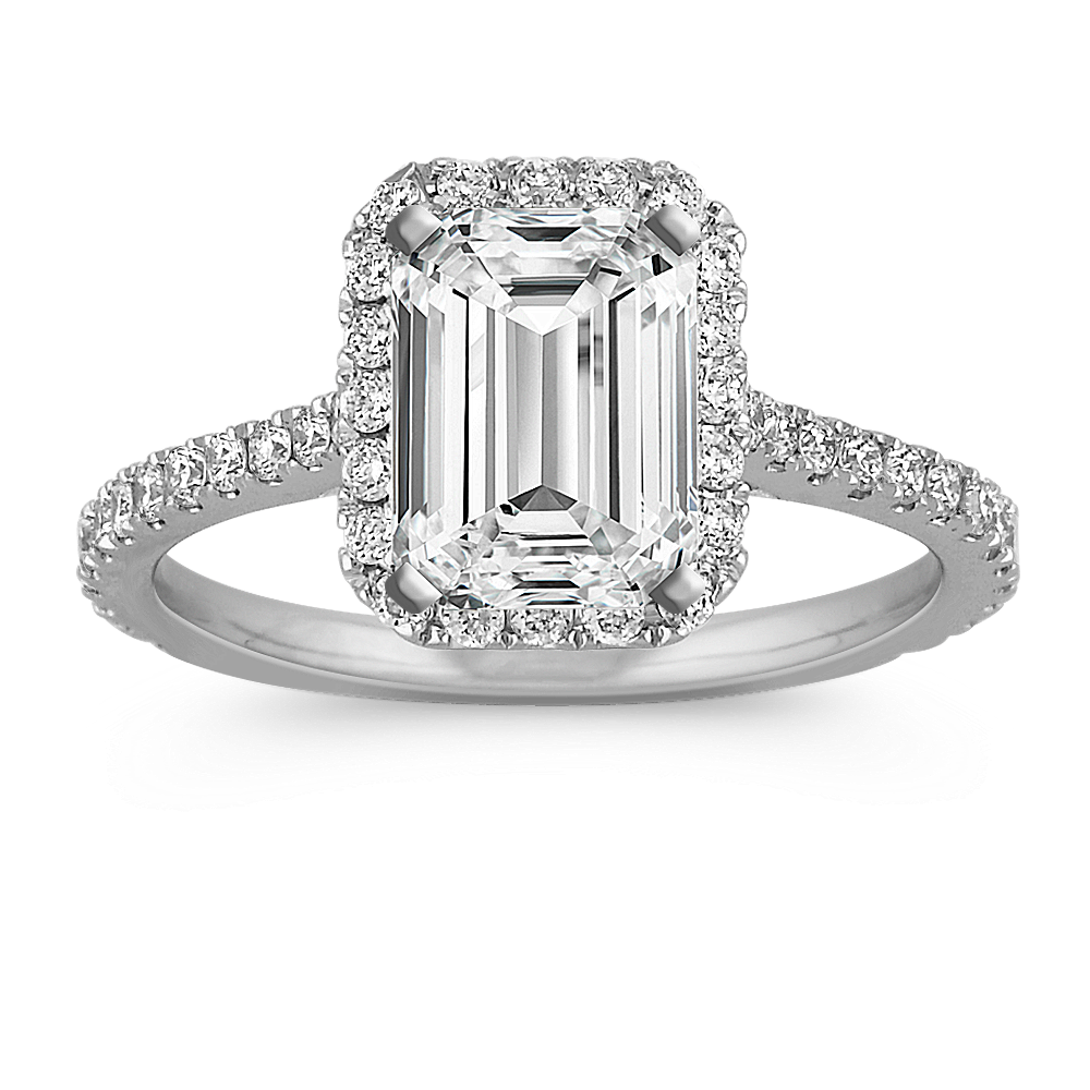 Ella Halo Engagement Ring for 2 ct Emerald Cut