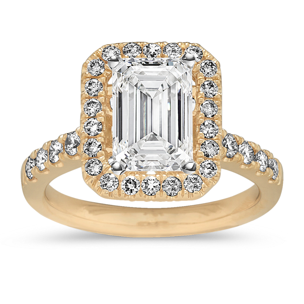 Tulip Halo Engagement Ring (Emerald Cut)