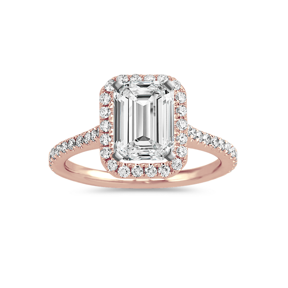 Diamond Halo Engagement Ring in 14K Rose Gold | Shane Co.