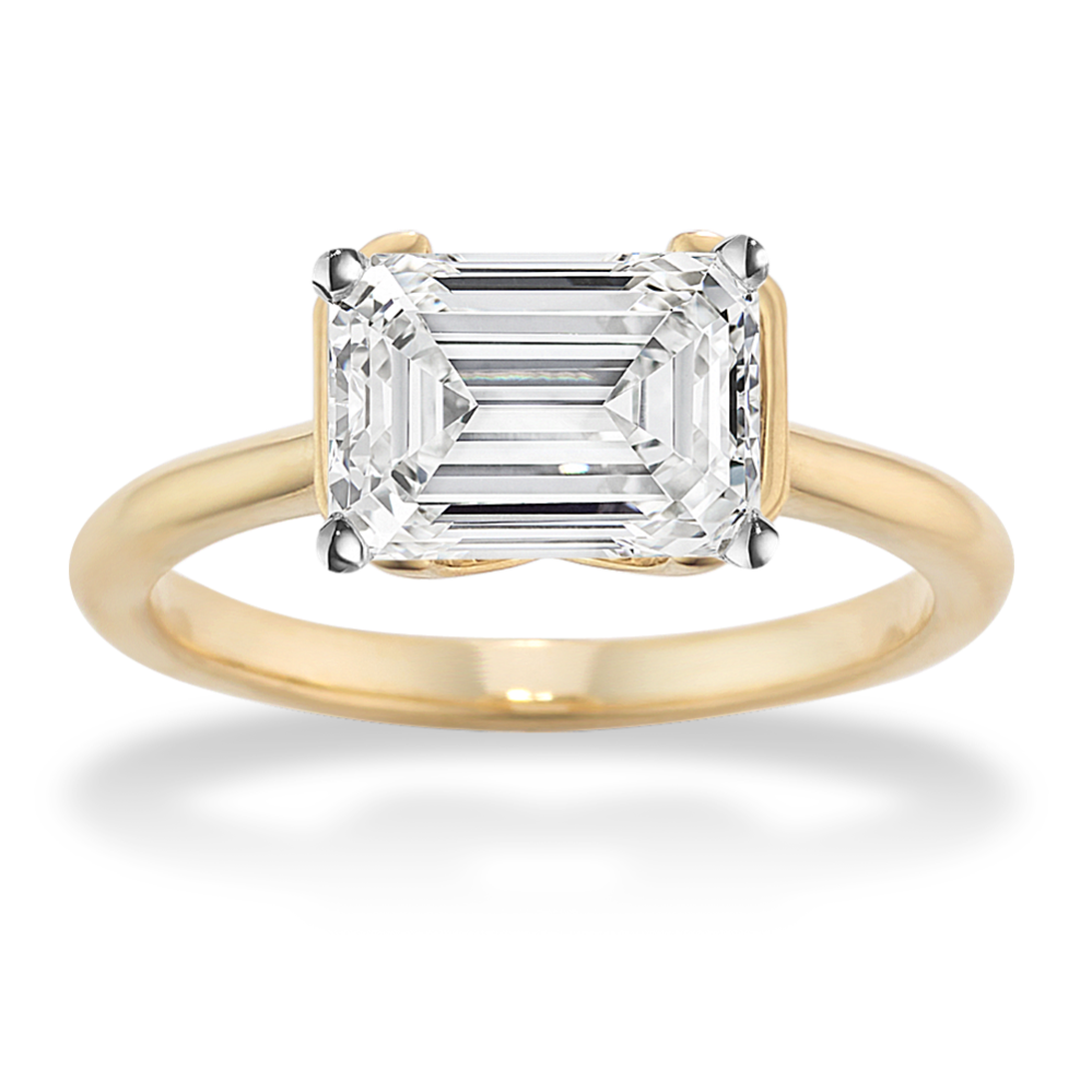 East-West Engagement Ring for 2 ct Emerald Cut