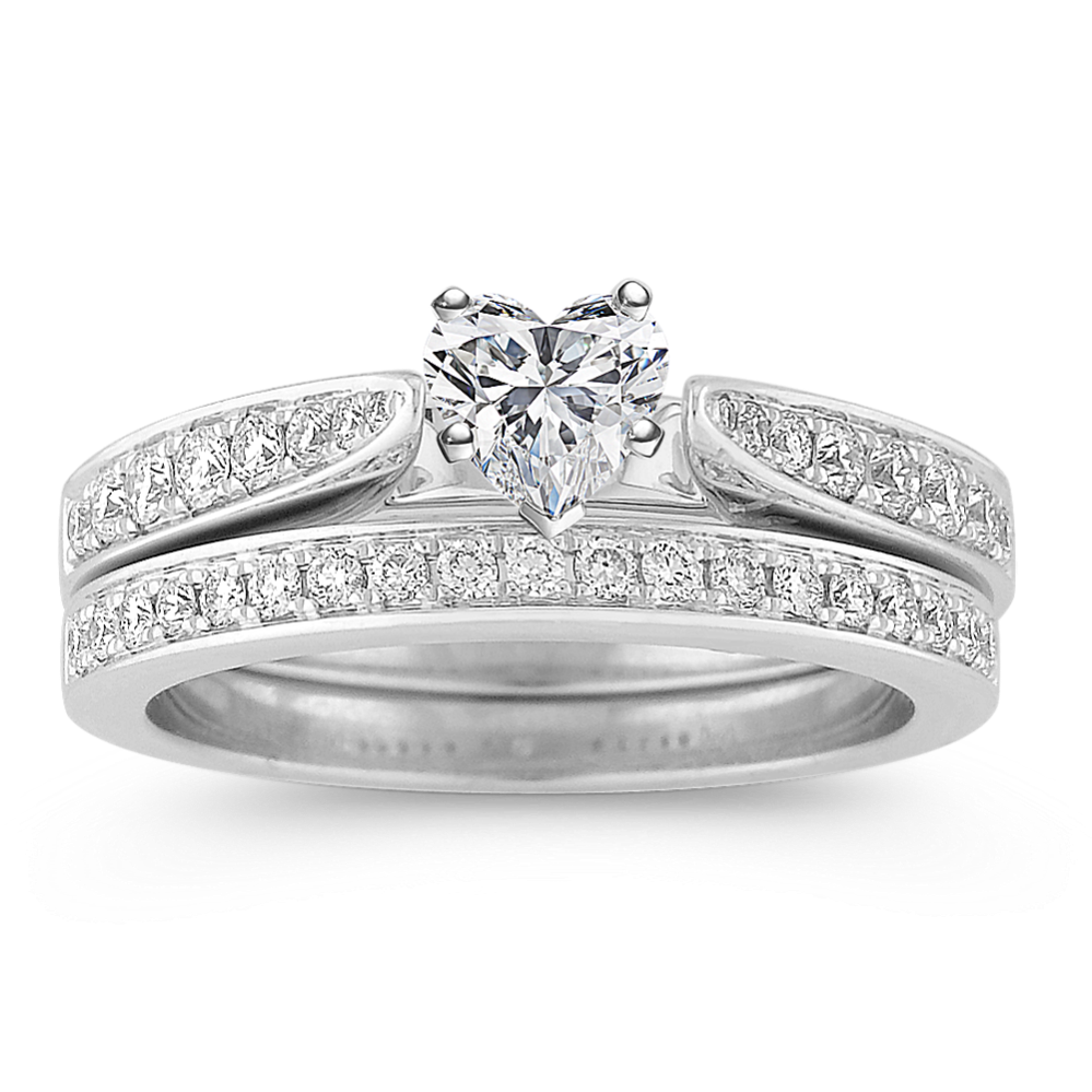 Bordered Pave Wedding Set