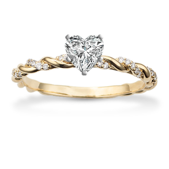 Diamond Twist Engagement Ring with Heart Diamond
