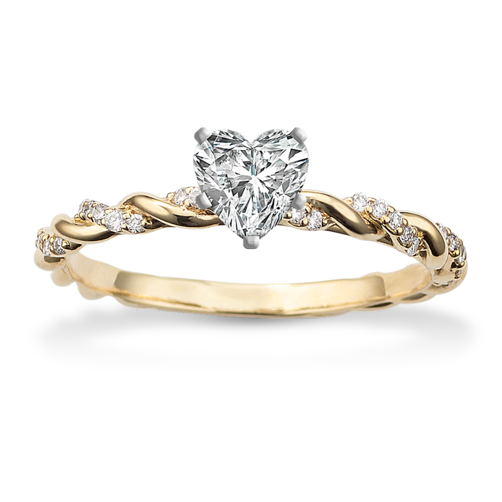 0.41 ct. Natural Diamond Engagement Ring in Yellow Gold