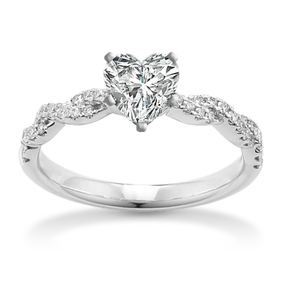 Diamond Infinity Engagement Ring with Pave-Setting with Heart Diamond