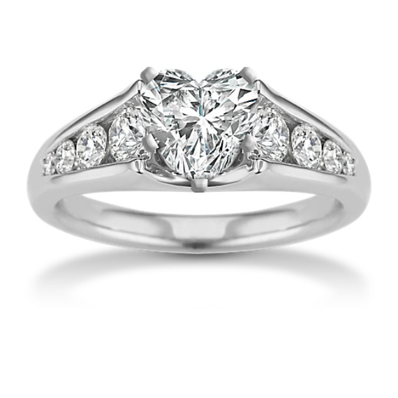 Graduated Channel-Set Round Diamond Engagement Ring