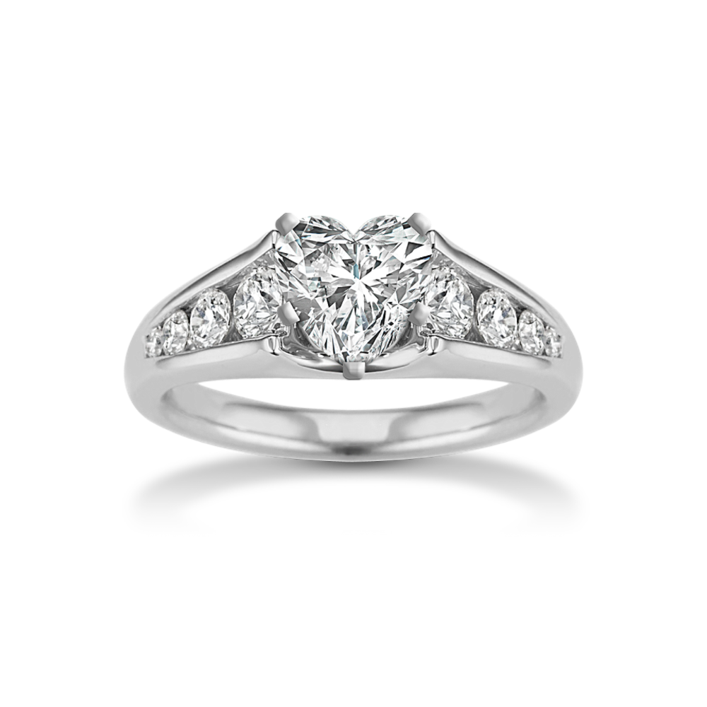 Graduated Channel-Set Round Natural Diamond Engagement Ring