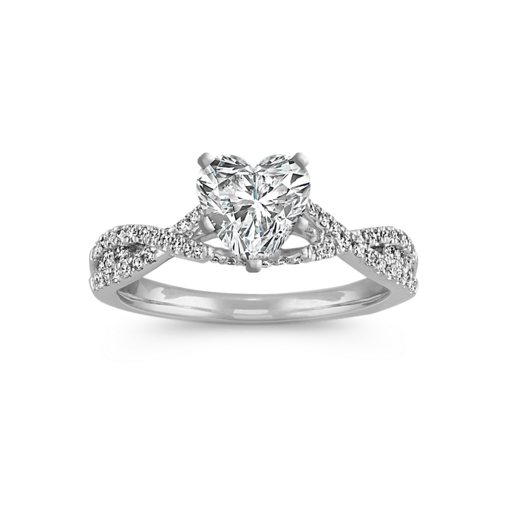 Round Natural Diamond Cathedral Infinity Engagement Ring with Pave-Setting