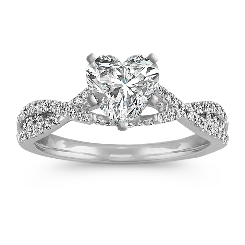 Round Diamond Cathedral Infinity Engagement Ring with Pave Setting