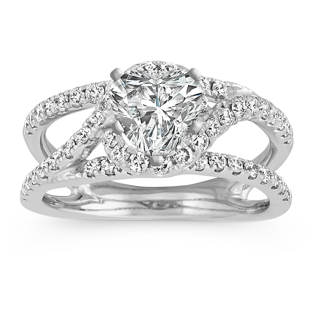Contemporary Round Diamond Swirl Ring in 14k White Gold