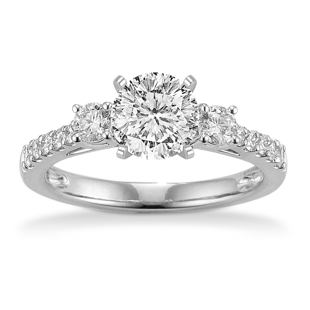 Fairytale Three-Stone Engagement Ring in Platinum