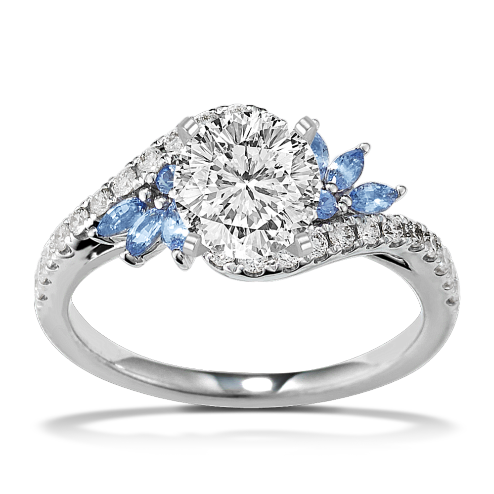 Hyacinth Sapphire & Diamond Halo Engagement Ring