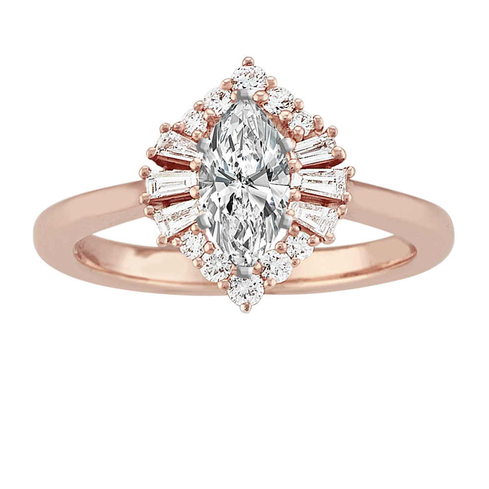 Enchanted Diamond Halo Engagement Ring in 14K Rose Gold