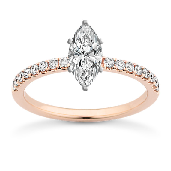 Timeless Pave-Set Diamond Engagement Ring with Marquise Diamond