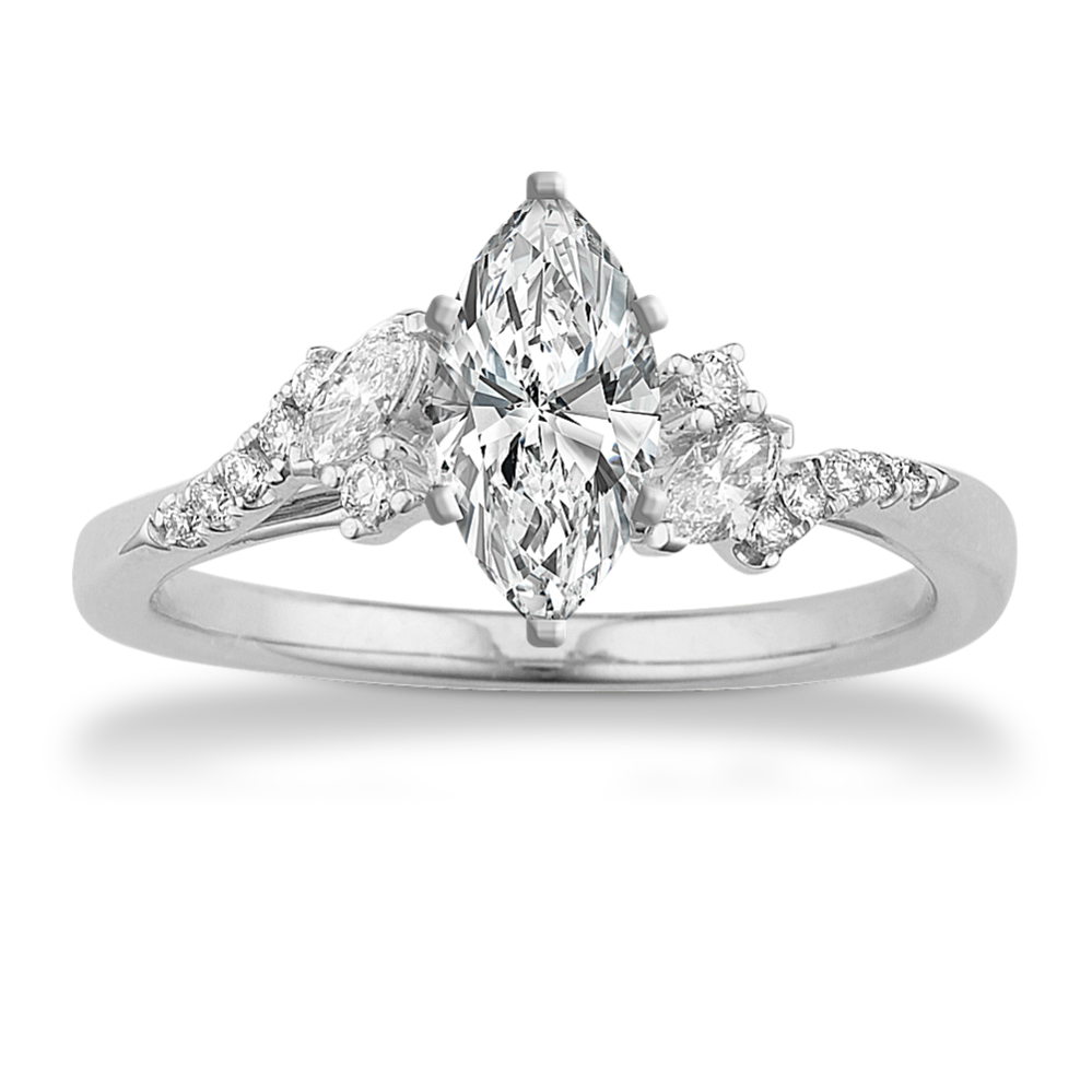 0.63 ct. Natural Diamond Engagement Ring in White Gold