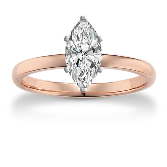 Paragon Solitaire Engagement Ring in 14k Rose Gold with Marquise Diamond
