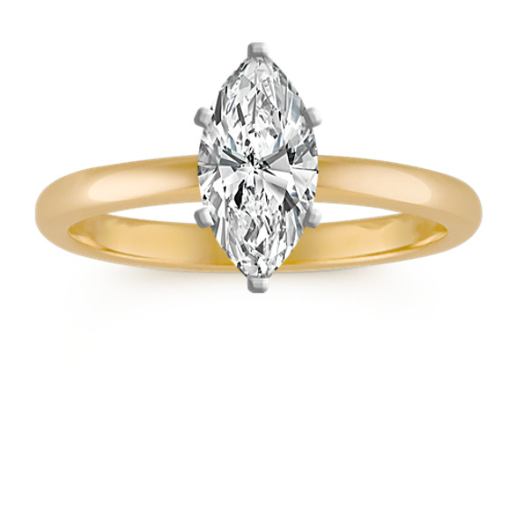 Classic Solitaire Engagement Ring in Yellow Gold with Marquise Diamond