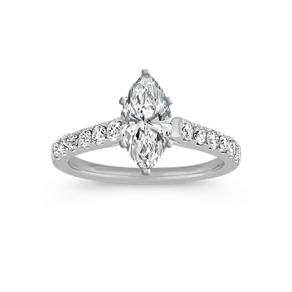 Larissa Cathedral Natural Diamond Engagement Ring with Pave Setting