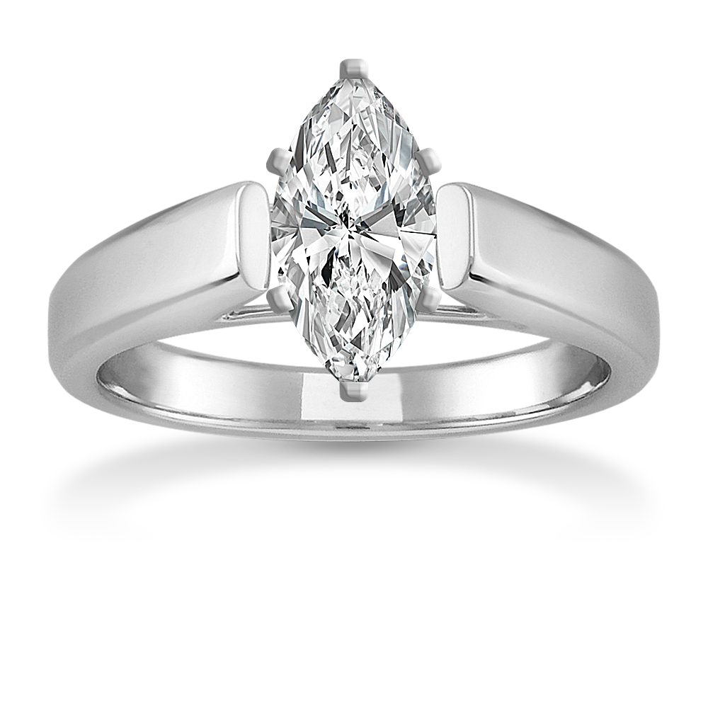 Cathedral Solitaire 14k White Gold Engagement Ring