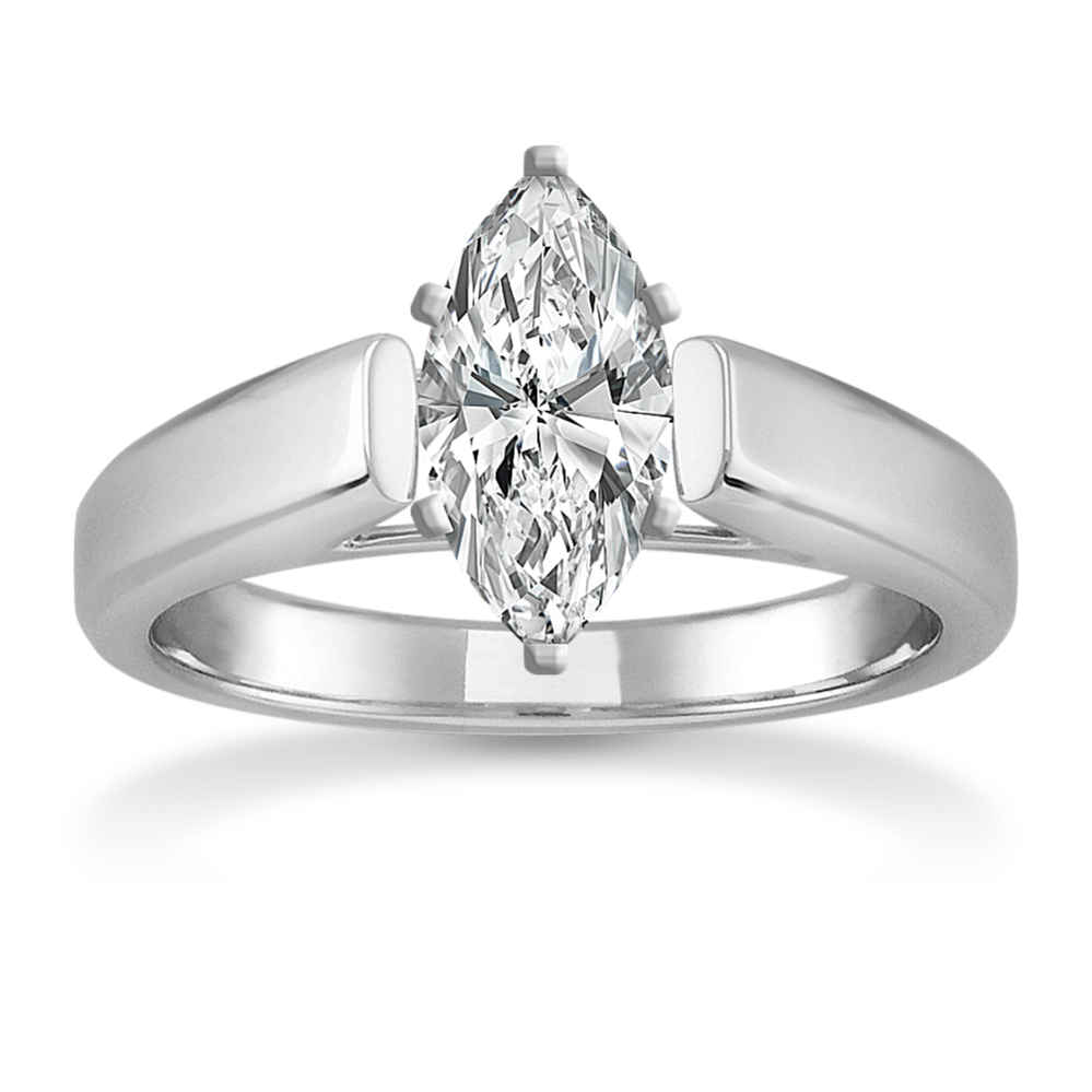 Cathedral Solitaire 14k White Gold Engagement Ring