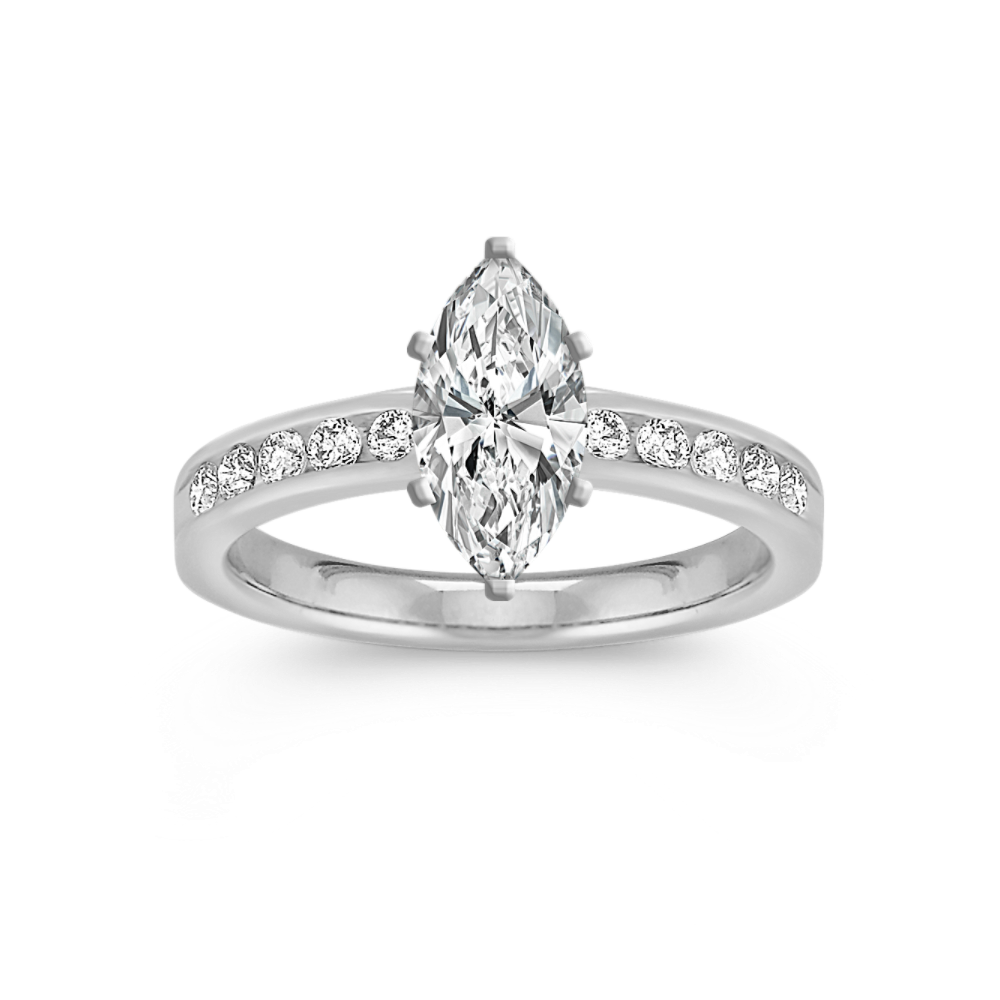 Classic Round Natural Diamond Engagement Ring with Channel-Setting