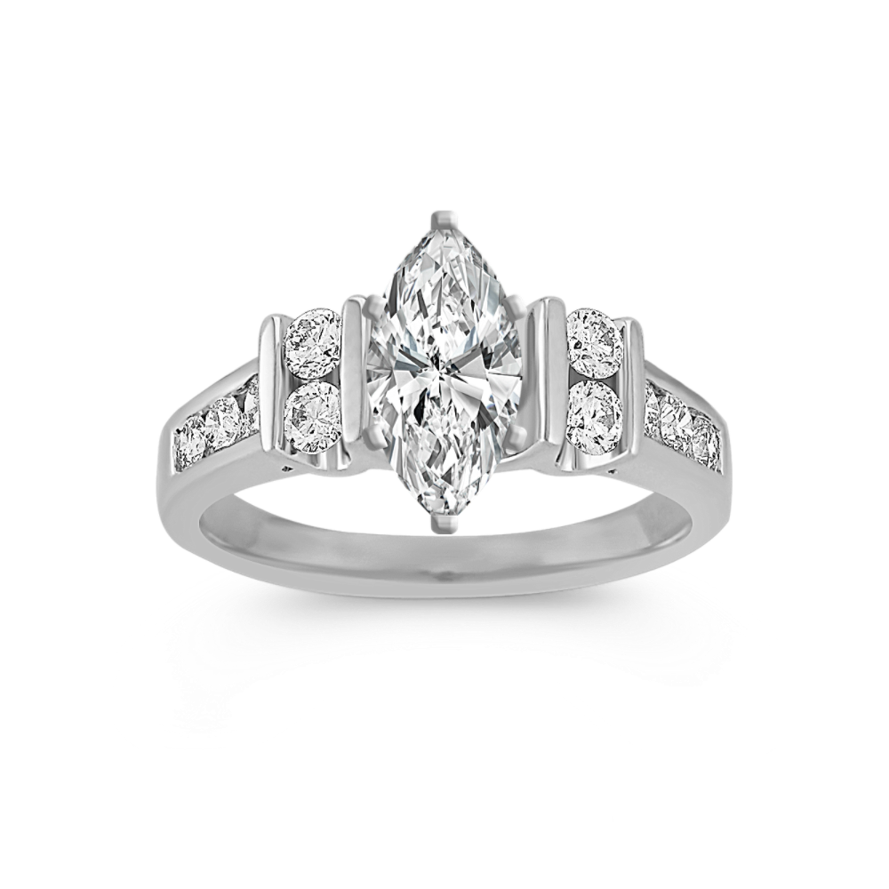 Natural Diamond Engagement Ring with Channel-Setting