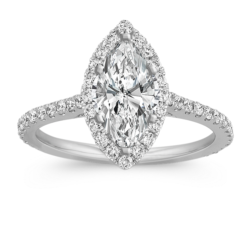 Ella Halo Engagement Ring for 1 ct Marquise Shane Co