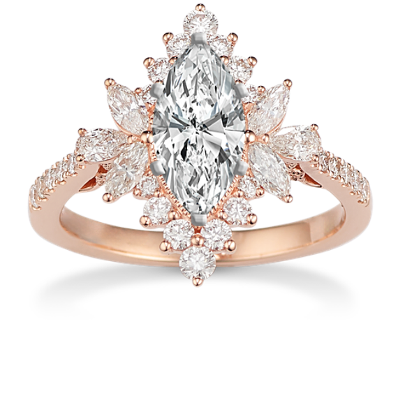 Cypress Marquise, Pear-Shaped and Round Natural Diamond Halo Engagement Ring
