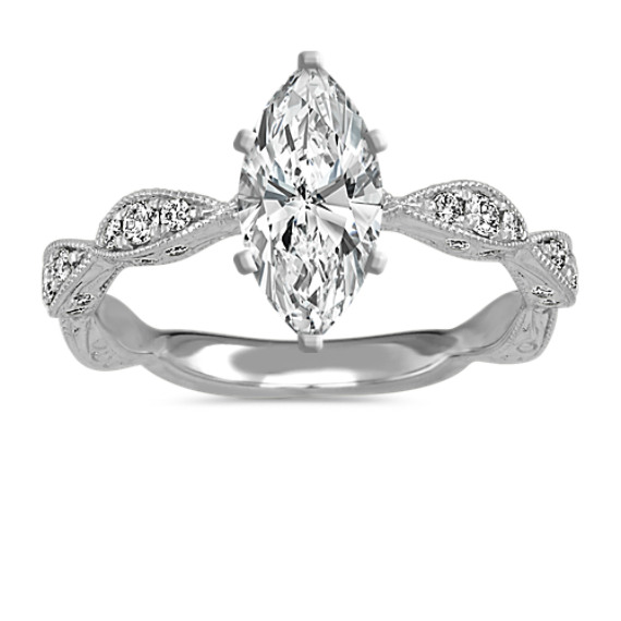 Vintage Scalloped Diamond Engagement Ring