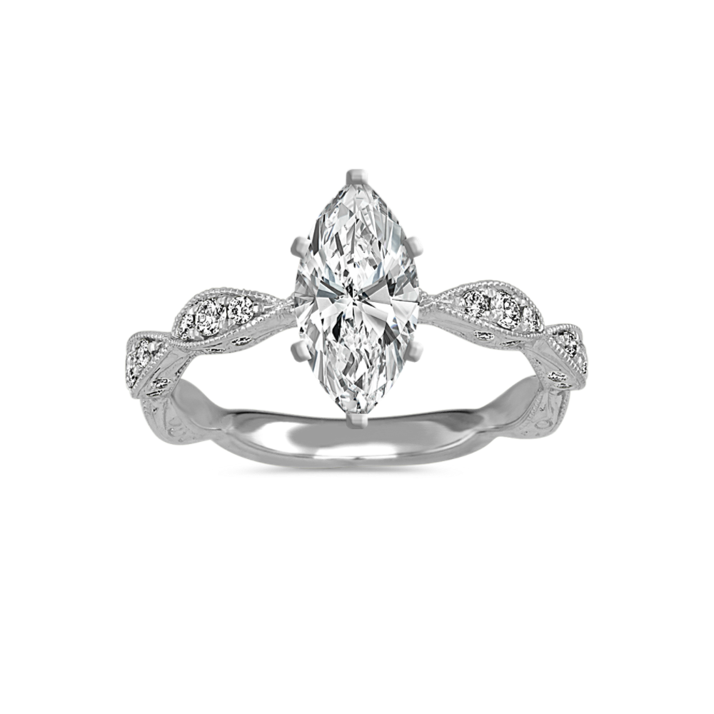 Vintage Scalloped Natural Diamond Engagement Ring